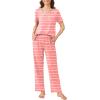 imageEkouaer 2 Pack Womens Pajama Sets Short Sleeve with Long Pant Pjs Sleepwear Loungewear with Pockets SXXLPink StripeGrey Stars