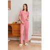 imageEkouaer 2 Pack Womens Pajama Sets Short Sleeve with Long Pant Pjs Sleepwear Loungewear with Pockets SXXLPinkGrey