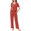 imageEkouaer 2 Pack Womens Pajama Sets Short Sleeve with Long Pant Pjs Sleepwear Loungewear with Pockets SXXLRedGreen