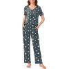 imageEkouaer 2 Pack Womens Pajama Sets Short Sleeve with Long Pant Pjs Sleepwear Loungewear with Pockets SXXLSlate StarGrey Cat