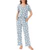 imageEkouaer 2 Pack Womens Pajama Sets Short Sleeve with Long Pant Pjs Sleepwear Loungewear with Pockets SXXLSlate StarGrey Cat