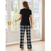 imageEkouaer Pajama Sets For Women 2 Piece Short Sleeve Pj Sets With Long Printed Pants Sleepwear Casual Loose Lounge SetsBlack Plaid