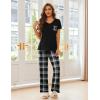 imageEkouaer Pajama Sets For Women 2 Piece Short Sleeve Pj Sets With Long Printed Pants Sleepwear Casual Loose Lounge SetsBlack Plaid