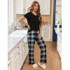 imageEkouaer Pajama Sets For Women 2 Piece Short Sleeve Pj Sets With Long Printed Pants Sleepwear Casual Loose Lounge SetsBlack Plaid