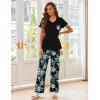 imageEkouaer Pajama Sets For Women 2 Piece Short Sleeve Pj Sets With Long Printed Pants Sleepwear Casual Loose Lounge SetsBlackblue Flower