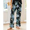 imageEkouaer Pajama Sets For Women 2 Piece Short Sleeve Pj Sets With Long Printed Pants Sleepwear Casual Loose Lounge SetsBlackblue Flower