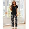 imageEkouaer Pajama Sets For Women 2 Piece Short Sleeve Pj Sets With Long Printed Pants Sleepwear Casual Loose Lounge SetsBlackpink Floral