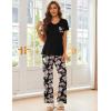 imageEkouaer Pajama Sets For Women 2 Piece Short Sleeve Pj Sets With Long Printed Pants Sleepwear Casual Loose Lounge SetsBlackpink Flower