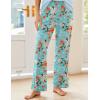 imageEkouaer Pajama Sets For Women 2 Piece Short Sleeve Pj Sets With Long Printed Pants Sleepwear Casual Loose Lounge SetsBluegreen Flower