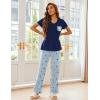 imageEkouaer Pajama Sets For Women 2 Piece Short Sleeve Pj Sets With Long Printed Pants Sleepwear Casual Loose Lounge SetsBluenavy Star