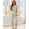 imageEkouaer Pajama Sets For Women 2 Piece Short Sleeve Pj Sets With Long Printed Pants Sleepwear Casual Loose Lounge SetsGrey Striped