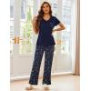 imageEkouaer Pajama Sets For Women 2 Piece Short Sleeve Pj Sets With Long Printed Pants Sleepwear Casual Loose Lounge SetsNavy Starry Sky