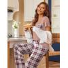 imageEkouaer Pajama Sets For Women 2 Piece Short Sleeve Pj Sets With Long Printed Pants Sleepwear Casual Loose Lounge SetsPink Plaid