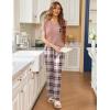 imageEkouaer Pajama Sets For Women 2 Piece Short Sleeve Pj Sets With Long Printed Pants Sleepwear Casual Loose Lounge SetsPink Plaid