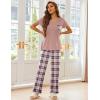 imageEkouaer Pajama Sets For Women 2 Piece Short Sleeve Pj Sets With Long Printed Pants Sleepwear Casual Loose Lounge SetsPink Plaid