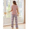 imageEkouaer Pajama Sets For Women 2 Piece Short Sleeve Pj Sets With Long Printed Pants Sleepwear Casual Loose Lounge SetsPink Plaid