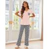 imageEkouaer Pajama Sets For Women 2 Piece Short Sleeve Pj Sets With Long Printed Pants Sleepwear Casual Loose Lounge SetsPinkgrey Star