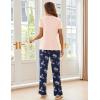 imageEkouaer Pajama Sets For Women 2 Piece Short Sleeve Pj Sets With Long Printed Pants Sleepwear Casual Loose Lounge SetsPinknavy Flower