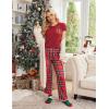 imageEkouaer Pajama Sets For Women 2 Piece Short Sleeve Pj Sets With Long Printed Pants Sleepwear Casual Loose Lounge SetsRedgreen Plaid