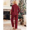 imageEkouaer Pajamas Set for Womens 2 Piece Cotton Plaid Loungewear Long Sleeve Sleepwear Soft Button Down Shirts Pjs with PocketsBig Black Red Plaid