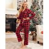 imageEkouaer Pajamas Set for Womens 2 Piece Cotton Plaid Loungewear Long Sleeve Sleepwear Soft Button Down Shirts Pjs with PocketsBig Black Red Plaid