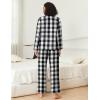 imageEkouaer Pajamas Set for Womens 2 Piece Cotton Plaid Loungewear Long Sleeve Sleepwear Soft Button Down Shirts Pjs with PocketsBlack White Plaid