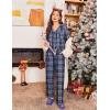 imageEkouaer Pajamas Set for Womens 2 Piece Cotton Plaid Loungewear Long Sleeve Sleepwear Soft Button Down Shirts Pjs with PocketsBlue White Plaid