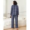 imageEkouaer Pajamas Set for Womens 2 Piece Cotton Plaid Loungewear Long Sleeve Sleepwear Soft Button Down Shirts Pjs with PocketsBlue White Plaid