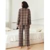 imageEkouaer Pajamas Set for Womens 2 Piece Cotton Plaid Loungewear Long Sleeve Sleepwear Soft Button Down Shirts Pjs with PocketsDark Brown Plaid