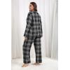 imageEkouaer Pajamas Set for Womens 2 Piece Cotton Plaid Loungewear Long Sleeve Sleepwear Soft Button Down Shirts Pjs with PocketsGray Black Plaid