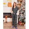 imageEkouaer Pajamas Set for Womens 2 Piece Cotton Plaid Loungewear Long Sleeve Sleepwear Soft Button Down Shirts Pjs with PocketsGray Black Plaid