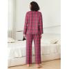 imageEkouaer Pajamas Set for Womens 2 Piece Cotton Plaid Loungewear Long Sleeve Sleepwear Soft Button Down Shirts Pjs with PocketsHot Pink Brown Plaid