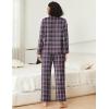 imageEkouaer Pajamas Set for Womens 2 Piece Cotton Plaid Loungewear Long Sleeve Sleepwear Soft Button Down Shirts Pjs with PocketsPink Black Plaid