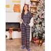 imageEkouaer Pajamas Set for Womens 2 Piece Cotton Plaid Loungewear Long Sleeve Sleepwear Soft Button Down Shirts Pjs with PocketsPink Black Plaid