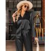 imageEkouaer Silk Satin Pajamas Set Womens Long Sleepwear Button Down 2 Piece Classic Soft Loungewear Pjs SetBlack