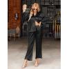 imageEkouaer Silk Satin Pajamas Set Womens Long Sleepwear Button Down 2 Piece Classic Soft Loungewear Pjs SetBlack