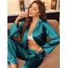 imageEkouaer Silk Satin Pajamas Set Womens Long Sleepwear Button Down 2 Piece Classic Soft Loungewear Pjs SetBlue Green