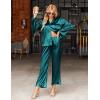 imageEkouaer Silk Satin Pajamas Set Womens Long Sleepwear Button Down 2 Piece Classic Soft Loungewear Pjs SetBlue Green