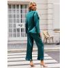 imageEkouaer Silk Satin Pajamas Set Womens Long Sleepwear Button Down 2 Piece Classic Soft Loungewear Pjs SetBlue Green