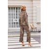 imageEkouaer Silk Satin Pajamas Set Womens Long Sleepwear Button Down 2 Piece Classic Soft Loungewear Pjs SetBrown Leopard