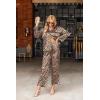 imageEkouaer Silk Satin Pajamas Set Womens Long Sleepwear Button Down 2 Piece Classic Soft Loungewear Pjs SetBrown Leopard