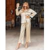 imageEkouaer Silk Satin Pajamas Set Womens Long Sleepwear Button Down 2 Piece Classic Soft Loungewear Pjs SetChampagne