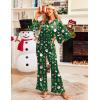 imageEkouaer Silk Satin Pajamas Set Womens Long Sleepwear Button Down 2 Piece Classic Soft Loungewear Pjs SetChristmas Green