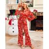 imageEkouaer Silk Satin Pajamas Set Womens Long Sleepwear Button Down 2 Piece Classic Soft Loungewear Pjs SetChristmas Red