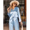 imageEkouaer Silk Satin Pajamas Set Womens Long Sleepwear Button Down 2 Piece Classic Soft Loungewear Pjs SetClear Blue