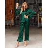 imageEkouaer Silk Satin Pajamas Set Womens Long Sleepwear Button Down 2 Piece Classic Soft Loungewear Pjs SetGreen