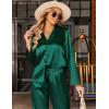 imageEkouaer Silk Satin Pajamas Set Womens Long Sleepwear Button Down 2 Piece Classic Soft Loungewear Pjs SetGreen