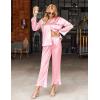 imageEkouaer Silk Satin Pajamas Set Womens Long Sleepwear Button Down 2 Piece Classic Soft Loungewear Pjs SetPink