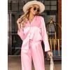 imageEkouaer Silk Satin Pajamas Set Womens Long Sleepwear Button Down 2 Piece Classic Soft Loungewear Pjs SetPink