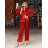 imageEkouaer Silk Satin Pajamas Set Womens Long Sleepwear Button Down 2 Piece Classic Soft Loungewear Pjs SetRed